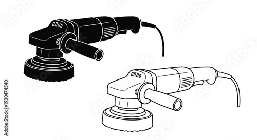 Black and white illustration of two automotive polishing tools