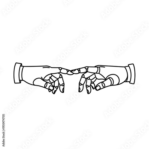 Robot Hands Reaching Out to Each Other.