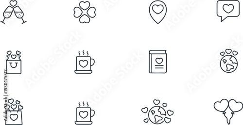 Love and Relationships Icons - Valentine's Day and Romance Theme