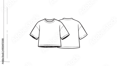Simple blank white t-shirt front and back design vector illustration for clothing template