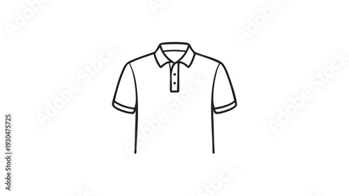 Simple vector graphic illustration of a classic white polo shirt with a collar and short sleeves