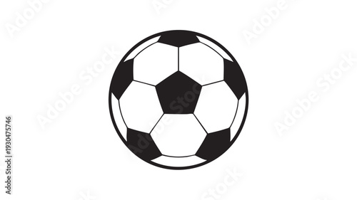 Simple black and white vector illustration of a soccer ball on a white background