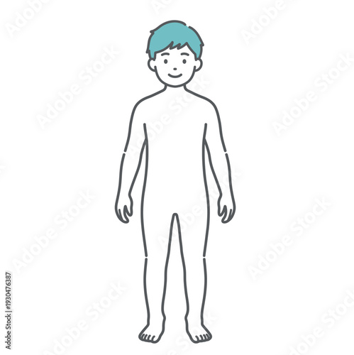 男の子（子供）の人体図・全身モデルのイラスト（正面）