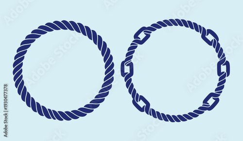 Circular Nautical Rope and Marine Chain Frame Set