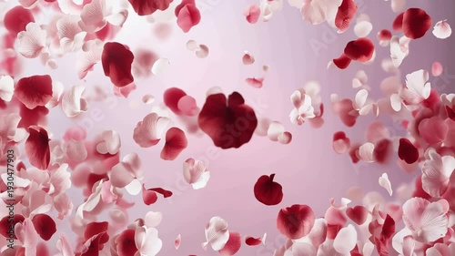 Valentine's Day background filled with floating heart-shaped petals creating a romantic atmosphere for love and celebration