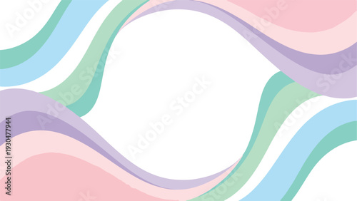 Abstract colorful wavy lines in pastel shades on a white background, creating a smooth and flowing design with a calming mood.