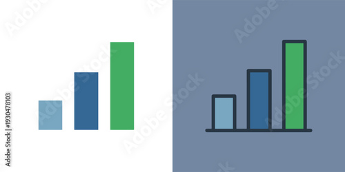 Clean and modern bar chart icon with growing data visualization bars, ideal for business analytics, financial reports, statistical analysis, and user interface designs