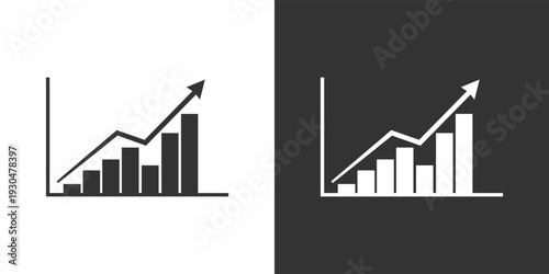 Abstract business financial growth chart icon showing market trend analysis and progress statistics for corporate success and development