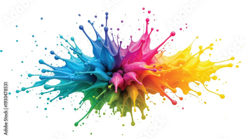 Colorful paint splash isolated on white background. Abstract colorful splash. Colorful paint explosion, illustration.