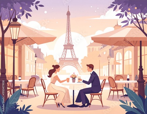 Parisian Cafe Eiffel Romance