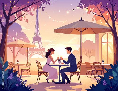 Parisian Cafe Eiffel Romance