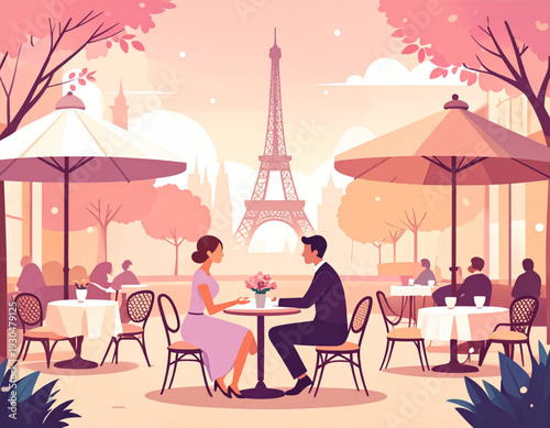 Parisian Cafe Eiffel Romance