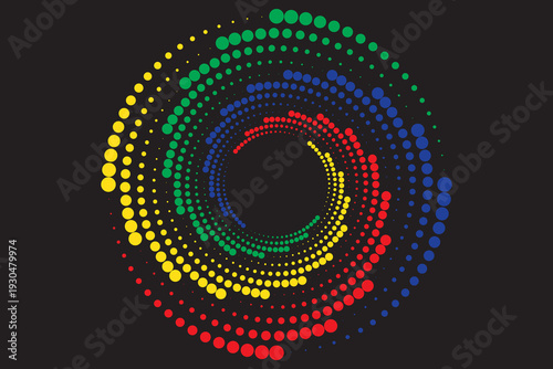 3D colorful techno background. Big data visualization on dark space with dotted lines shape decoration. Modern graphic design element dots circle style concept for banner, flyer, card. vector