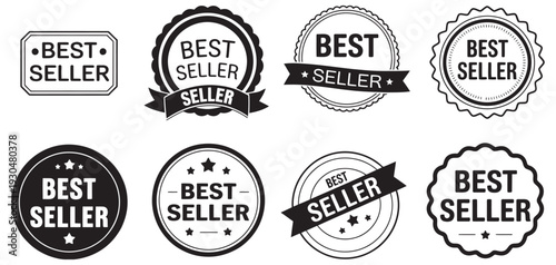 Best Seller Badges and Labels Vector Set, Variety of Designs, Marketing, Product Promotion, Awards, Branding, Commercial Graphics