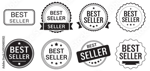 Best Seller Badges and Labels Vector, Multiple Design Styles, Ideal for Product Promotion, Awards, Marketing, Branding, Visual Assets