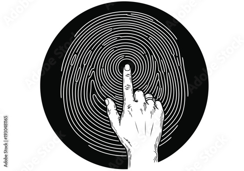 Biometric Fingerprint Scan with Human Hand for Cybersecurity and Identity Verification Concept