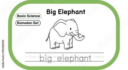 Big Elephant - Basic Science and Ramadan Set Educational Worksheet for Kids