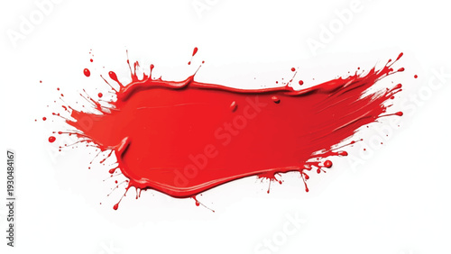 Abstract red paint splatter on white background. Abstract red color splash. Red paint explosion, illustration.