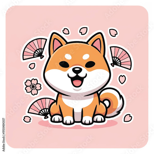 Adorable Cartoon Shiba Inu Dog Character.