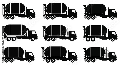 Concrete Mixer Truck Silhouette Illustration