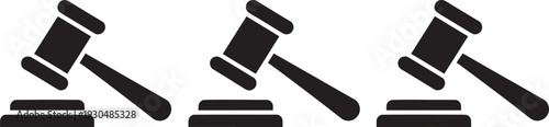 Three black gavel on white background gavel black gavel legal judge