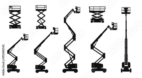 Aerial Work Platform Silhouette Vector Illustration