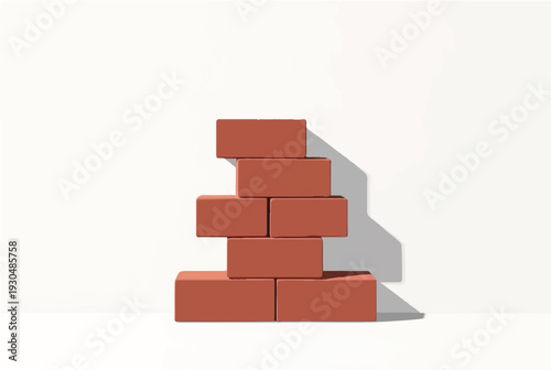 Brick stack on white background. Illustration of a stack of bricks. Illustration of stack of bricks.