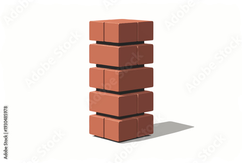 Brick stack on white background. Illustration of a stack of bricks. Illustration of stack of bricks.
