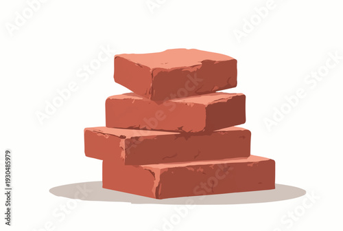 Brick stack on white background. Illustration of a stack of bricks. Illustration of stack of bricks.