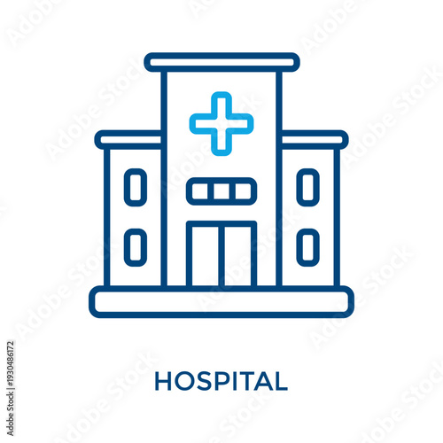 Hospital Icon Outline Color Style. Vector Illustration For Graphic Design
