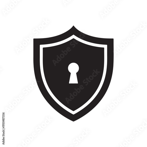 Cybersecurity Shield with Keyhole Glyph - Data Protection and Internet Security