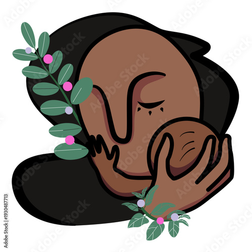 African american mother hugging baby. Interracial family concept, black skin ton