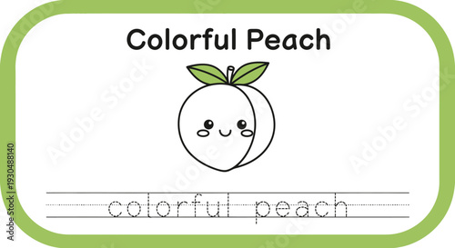 Cute Colorful Peach Character with Tracing Lines for Kids Learning