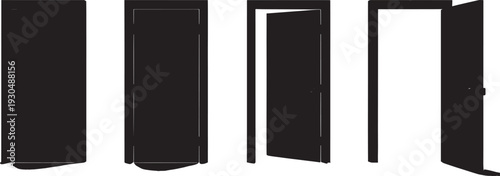 Various door silhouettes on white background doors doorways isolated