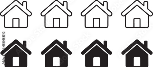 Various house in black and gray on white background home