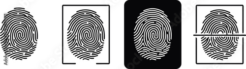 Fingerprint Scan and Biometric Security Icon Set for Identity Verification Data Protection Privacy Cyber Security and Digital Authentication Systems Design