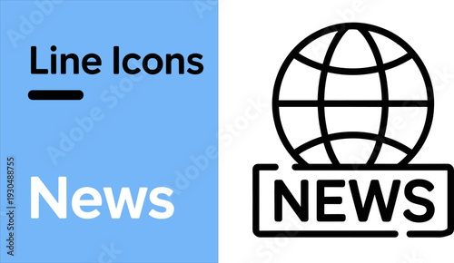 Global news icon with earth globe and sign flat vector illustration illustration