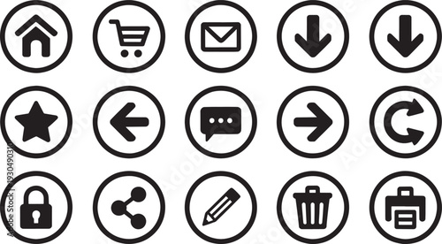 Web and interface black white circle