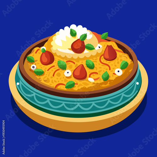 A Delicious Bowl of Biryani with Toppings