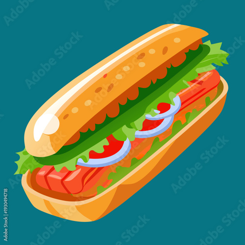 Hearty Vietnamese Banh Mi Sandwich with Fresh Ingredients