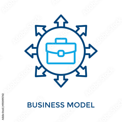 Business Model Icon Outline Color Style. Vector Illustration For Graphic Design