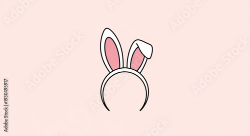 Pink bunny ears headband on pastel background festive easter accessory holiday decoration cartoon style