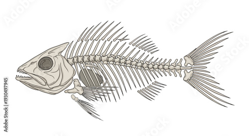 Fish Bone Anatomy Illustration A Detailed Vector Graphic of Aquatic Life