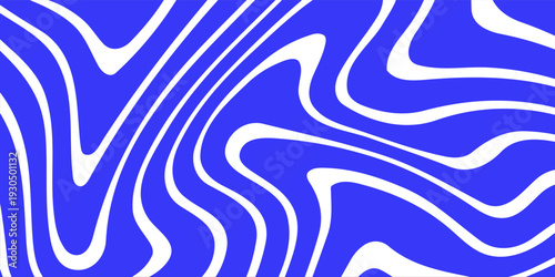 Blue wavy lines abstract background. Trendy psychedelic retro style backdrop. Waves, swirl and twirl pattern. Twisted distorted vector texture. Y2k aesthetic design