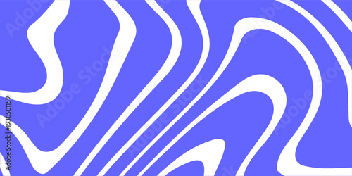 Blue wavy lines abstract background. Trendy psychedelic retro style backdrop. Waves, swirl and twirl pattern. Twisted distorted vector texture. Y2k aesthetic design