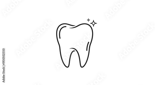 Shiny white tooth with sparkles, representing dental health and hygiene on isolated white background