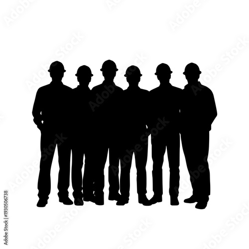 Illustration of silhouette of five men standing together