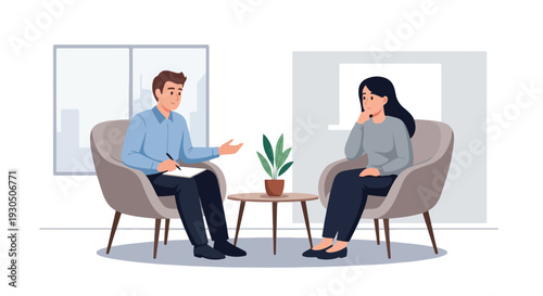Psychologist consulting patient in office setting