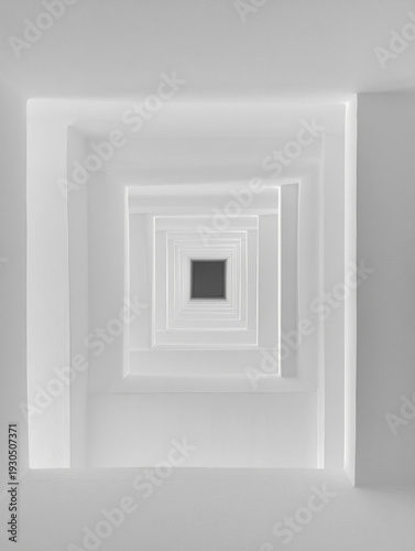 Abstract Modern Architecture Perspective of a Minimalist Square Building Interior Atrium