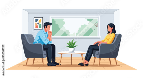 Psychotherapy session with counselor and patient